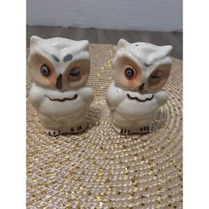 vintage Shawnee Pottery "Winking Owl" ceramic salt and pepper shakers from...